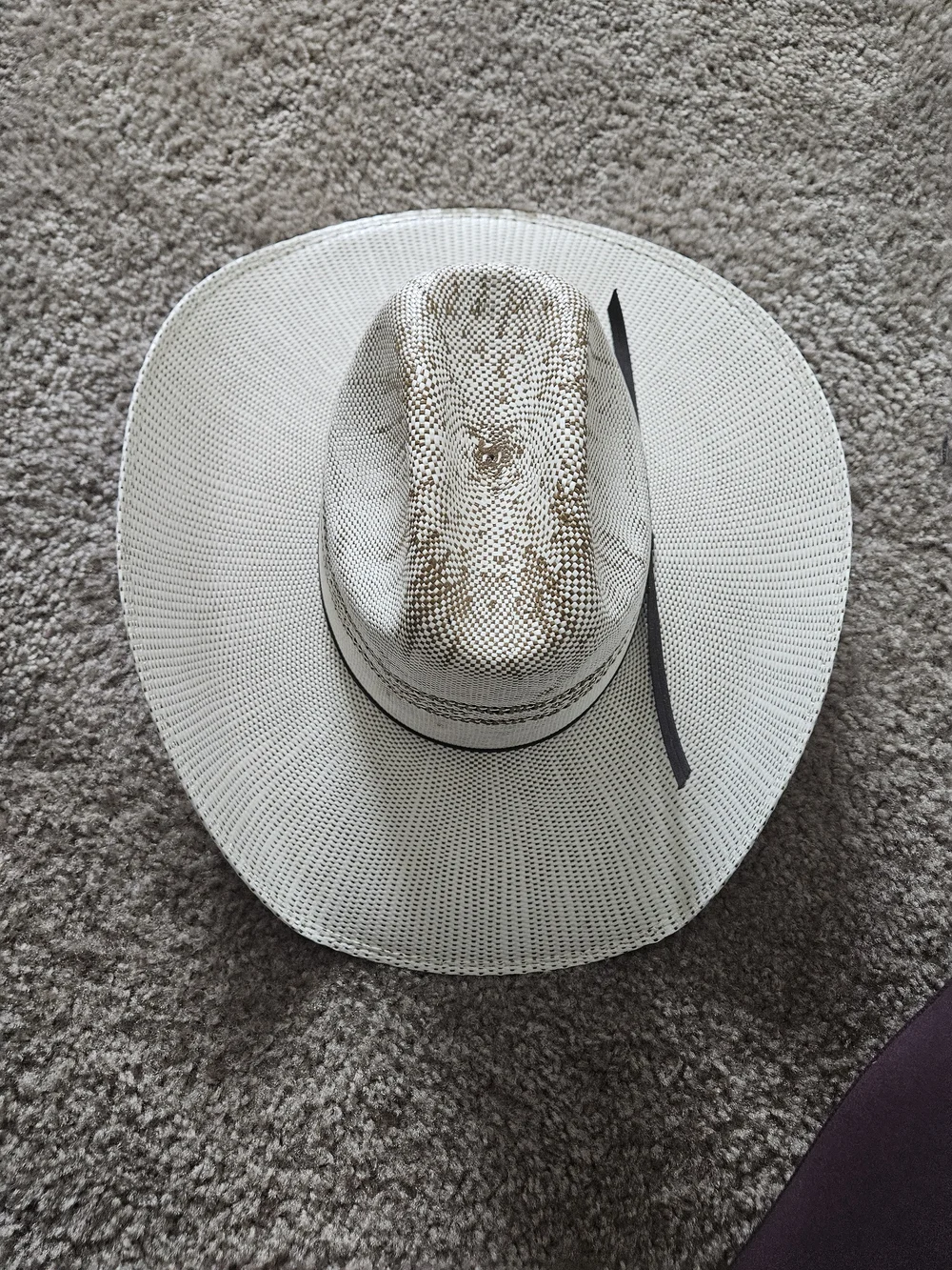 Kids White Straw Cowboy Hat with Brown Accents